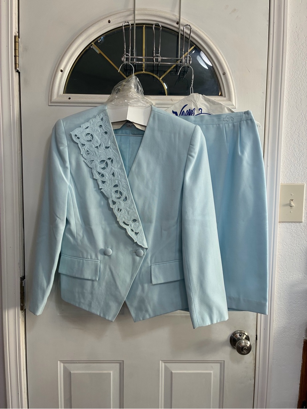Morgan Miller Light Blue Women's Two-Piece Blazer and Skirt Set